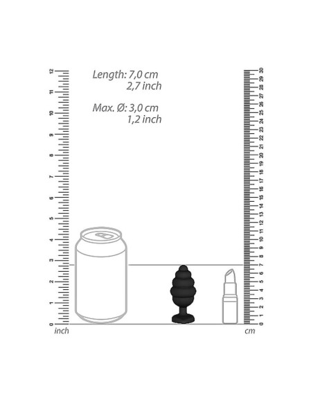 Regular Ribbed Diamond Heart Plug -Black acquista online su Porky's Store