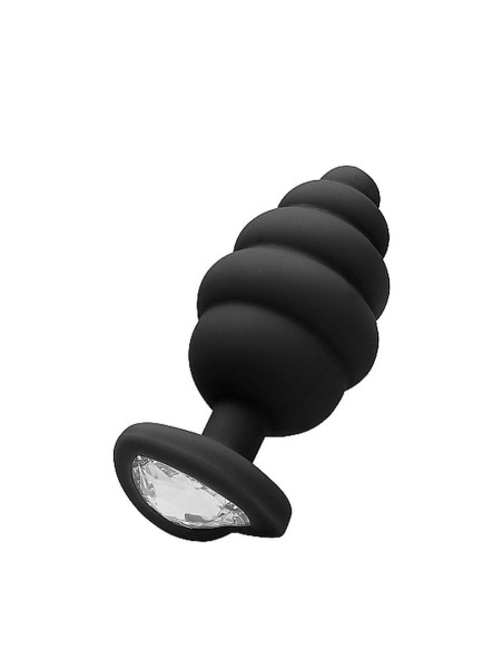 Large Ribbed Diamond Heart Plug - Black acquista online su Porky's Store