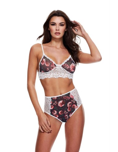 GREY FLORAL & LACE BRA SET