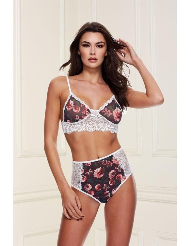 GREY FLORAL & LACE BRA SET