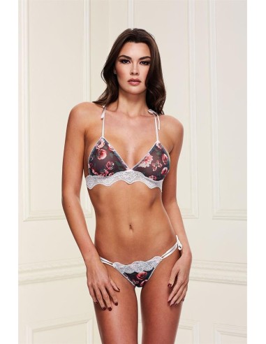 GREY FLORAL & LACE BRA SET