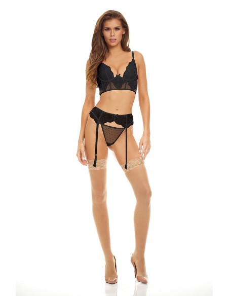 BOMBSHELL BOUDOIR PEEK A BOO WIRE 3 PC SET BLACK
