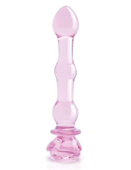 GLAZE GLASS ROSEBUD BEADED DILDO