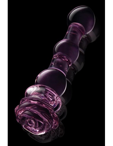 GLAZE GLASS ROSEBUD BEADED DILDO