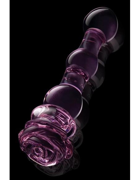 GLAZE GLASS ROSEBUD BEADED DILDO