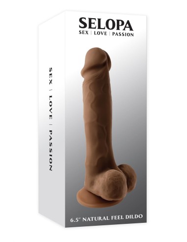 SELOPA 6.5 INCH NATURAL FEEL DILDO, DARK