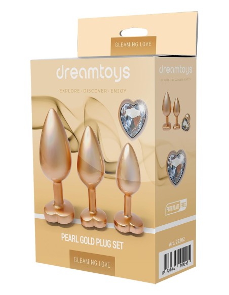 GLEAMING LOVE PEARL GOLD PLUG SET