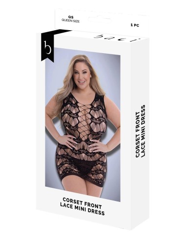 BACI CORSET FRONT LACE MINI DRESS BLACK