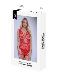 BACI CORSET FRONT LACE MINI DRESS RED