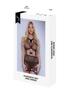 BACI DIAMONTE NET MINI DRESS BLACK