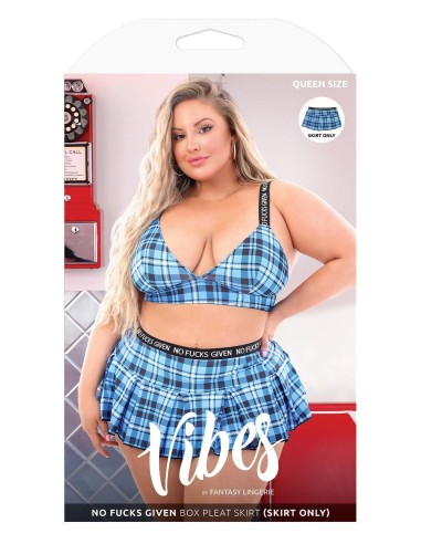 NO FUCKS GIVEN PLEAT SKIRT SEPARATE BLUE