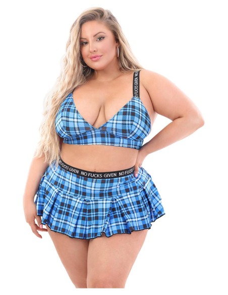 NO FUCKS GIVEN PLEAT SKIRT SEPARATE BLUE