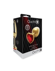 Heart Gem Butt Plug - Large - Gold/Ruby