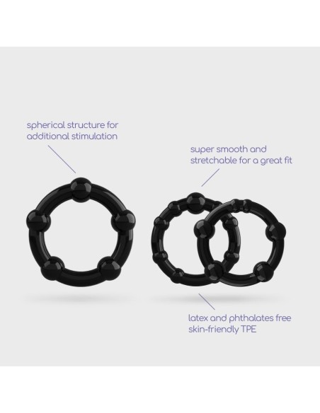 SET DI ANELLI PER IL PENE NERI TRIPLE
