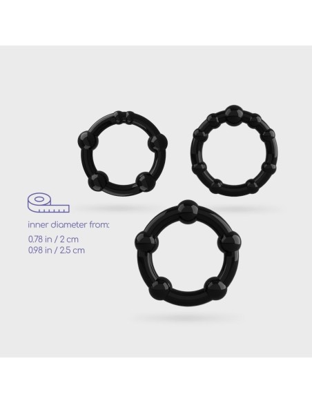 SET DI ANELLI PER IL PENE NERI TRIPLE