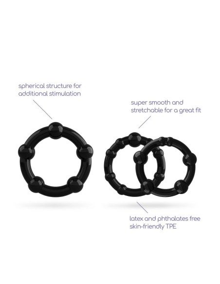 SET DI ANELLI PER IL PENE NERI TRIPLE