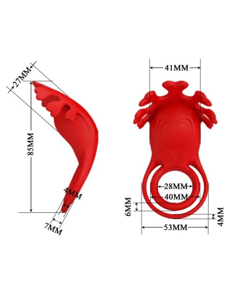 Pretty Love Vibrant Penis Ring Ruben Red