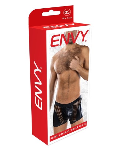 ENVY SHEER CONTRAST BOXER BRIEFS BLACK