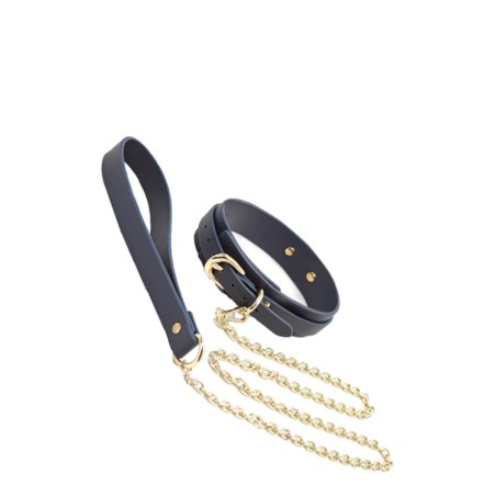 BONDAGE COUTURE COLLAR AND LEASH BLUE acquista online su Porky's Store