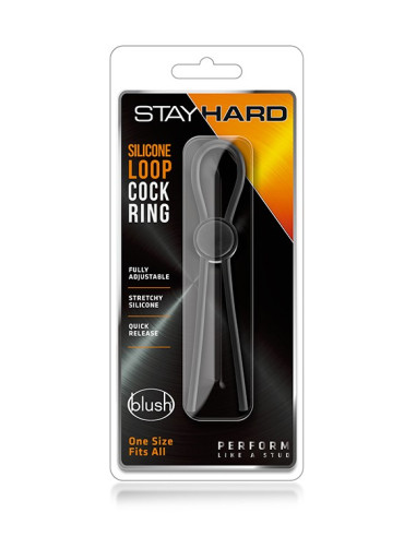 STAY HARD SILICONE LOOP COCK RING BLACK acquista online su Porky's Store