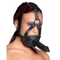 Leather Head Harness with Dildo 2