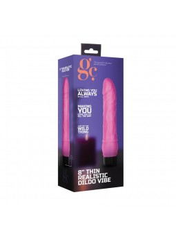8 Inch Thin Realistic Dildo Vibe- Pink