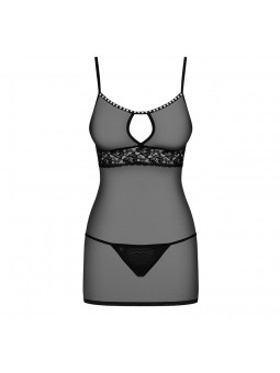 812-CHE-1 chemise and thong  black