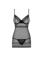 817-CHE-1 chemise & thong  black