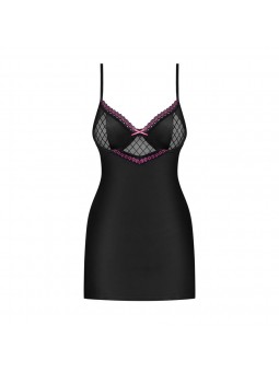 819-CHE-1 chemise & thong  black