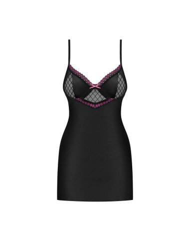 819-CHE-1 chemise & thong  black