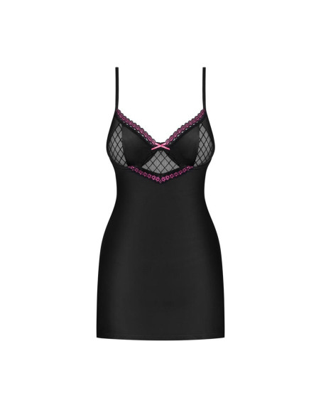 819-CHE-1 chemise & thong  black