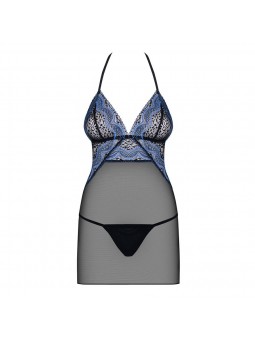 844-CHE-1 chemise & thong  black