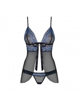 844-BAB-1 babydoll & thong  black