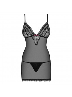 820-CHE-1 chemise & thong  black