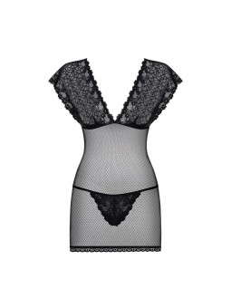 821-CHE-1 chemise & thong  black