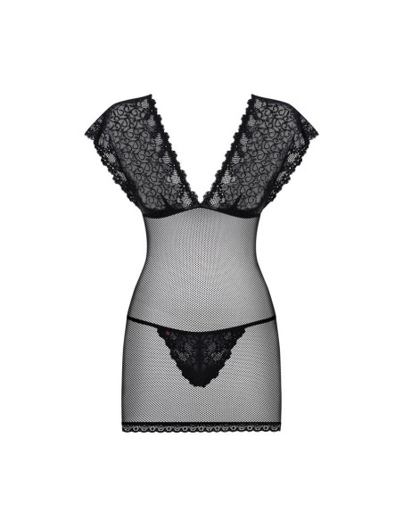 821-CHE-1 chemise & thong  black