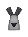 821-CHE-1 chemise & thong  black
