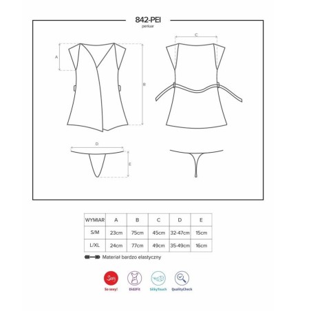 842-PEI-1 peignoir & thong  black