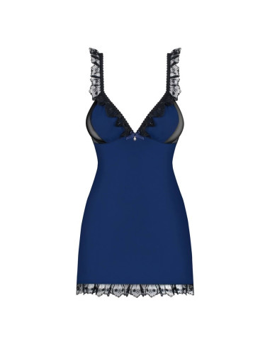 825-CHE-6 chemise & thong  navy blue