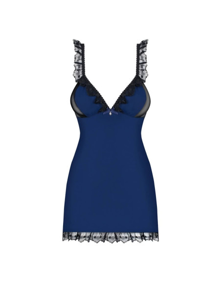 825-CHE-6 chemise & thong  navy blue