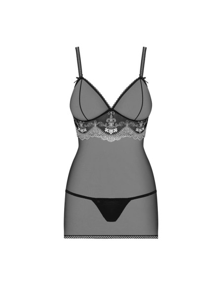 840-CHE-1 chemise & thong  black