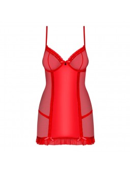 827-CHE-3 chemise & thong  red