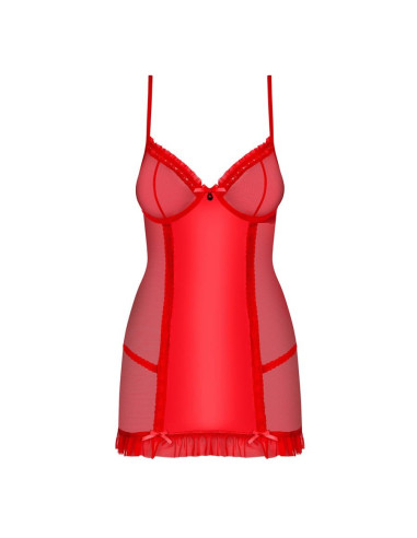 827-CHE-3 chemise & thong  red