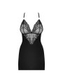 828-CHE-1 chemise & thong  black