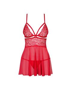 838-BAB-3 babydoll & thong  red 2