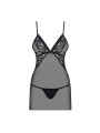 837-CHE-1 chemise & thong  black