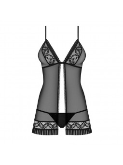 837-BAB-1 babydoll & thong  black