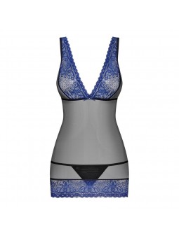 850-CHE-6 chemise & thong  blue
