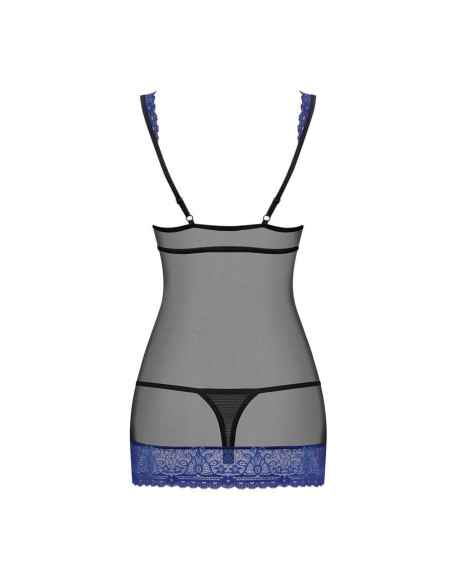 850-CHE-6 chemise & thong  blue