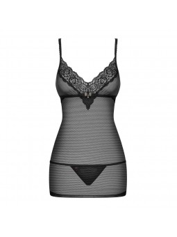 852-CHE-1 chemise & thong  black